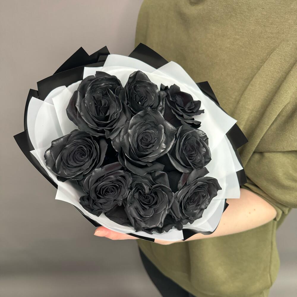 Букет из 9 чёрных роз Premium