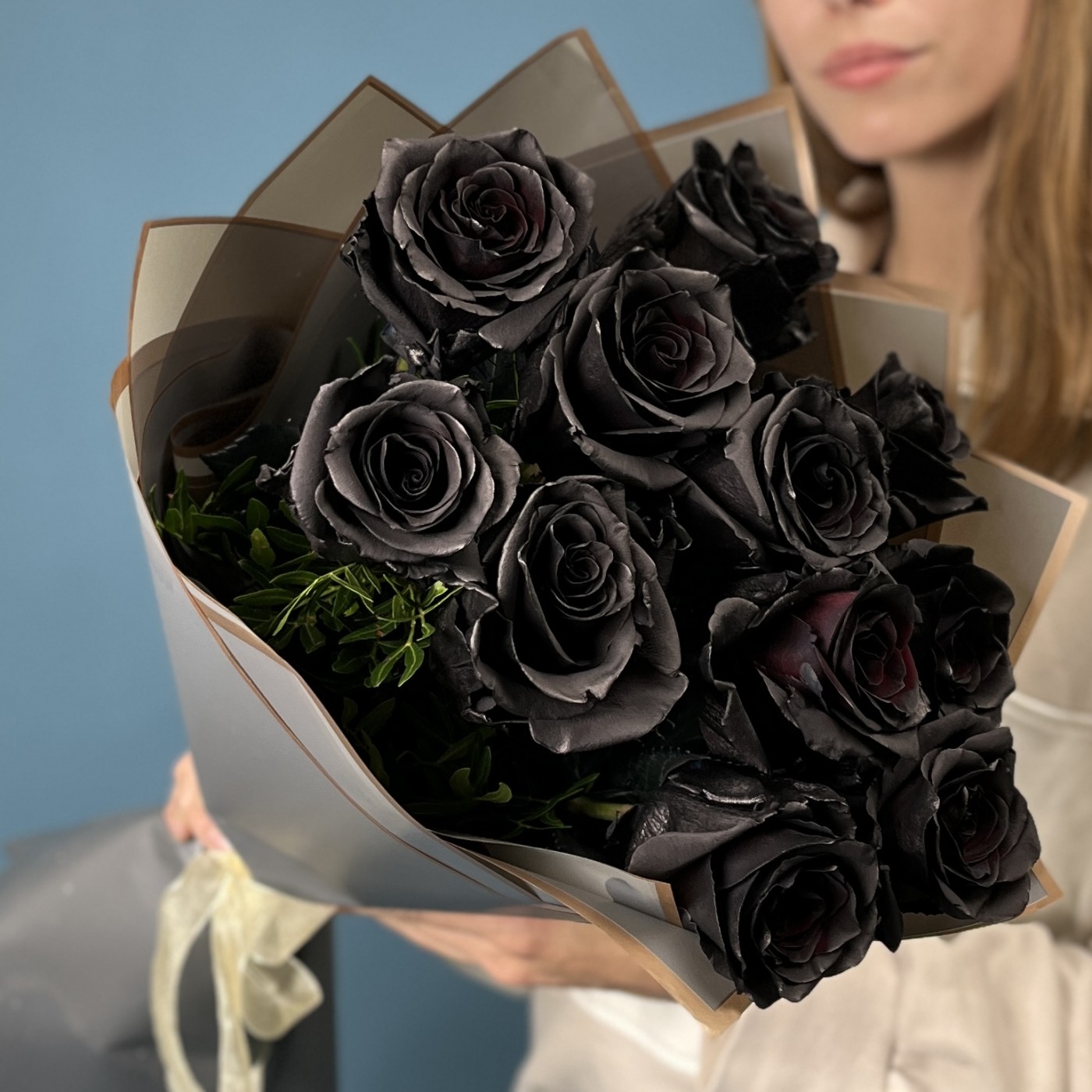 Букет из 11 чёрных роз Premium